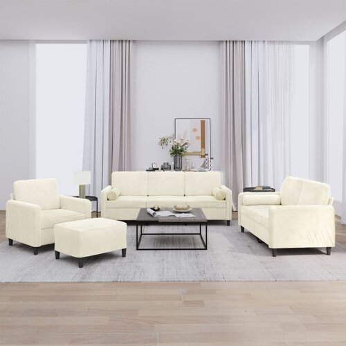 vidaXL Sedežna garnitura 4-delna z vzglavniki krem žamet Cene