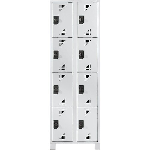 eurokraft pro Omara s predelki z zaklepanjem, višina predelka 418 mm, VxŠxG 1800 x 800 x 500 mm, 8 predelkov, cela svetlo siva Cene