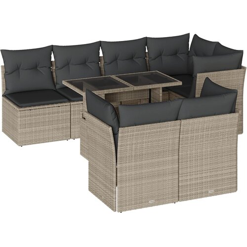 Maison Chic Seti vrtnega pohištva - Vrtna garnitura - Vrtni pohištvo set 8-delna z blazinami sv. siv poli ratan, (21797824) Cene