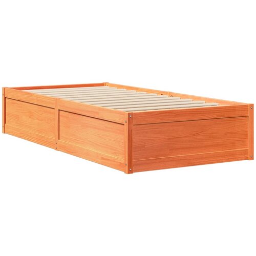 VidaXL Posteljni okvir vo&amp;scaron;čeno rjav 90x200 cm trdna borovina, (21215892) Slike