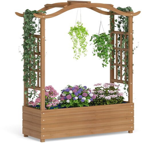 Costway Cvetlični zaboj s stranskimi re&scaron;etkami Vrtna pergola, (5000277807) Cene