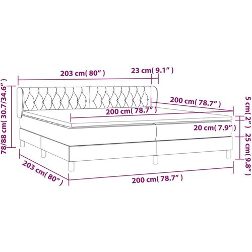 Krevet s oprugama i madracem smeđesivi 200x200 cm od tkanine Slike
