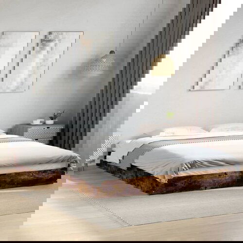 Furnova Posteljni okvir brez vzmetnice hrast 150x200 cm inženirski les, (21943499) Cene