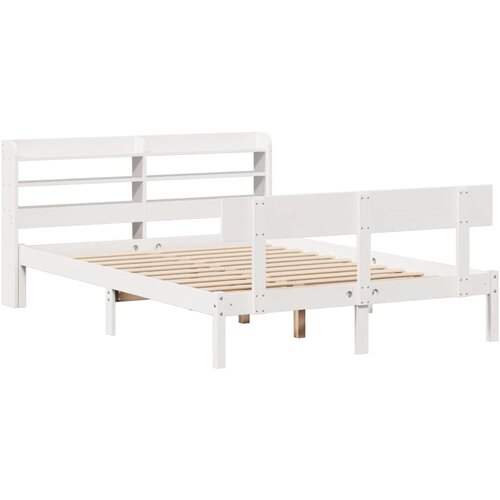 vidaXL Posteljni okvir z vzglavjem bel 140x200 cm trdna borovina, (21303527) Cene