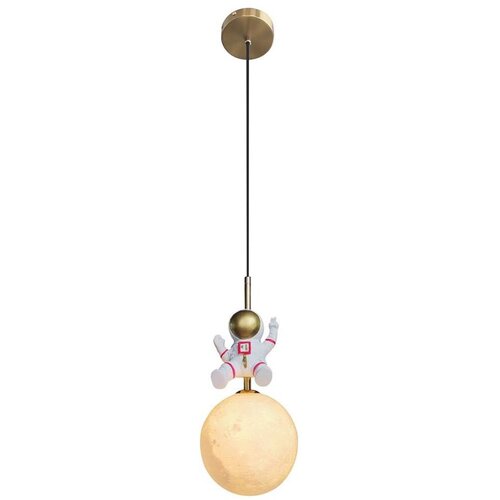  Dečiji luster na sajli ASTRONAUT 1xE27/60W/230V, prečnik 15 cm, zlatna/bež Cene