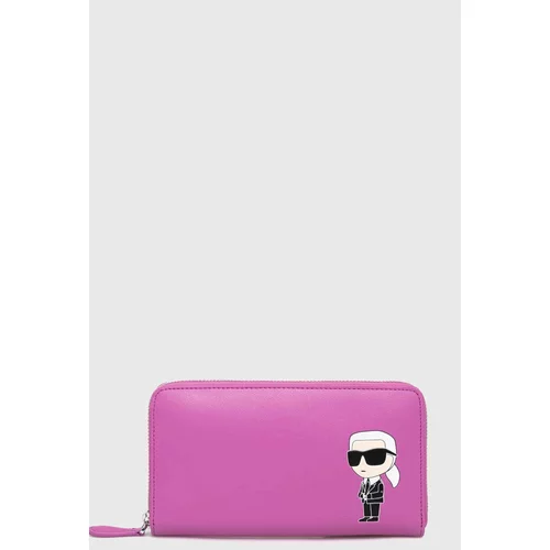 Karl Lagerfeld Usnjena denarnica ženski, roza barva
