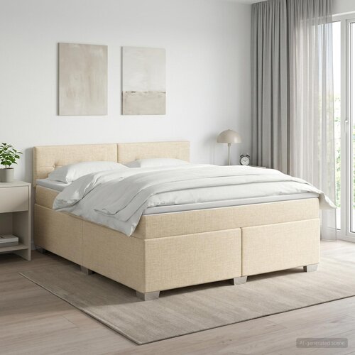  Boxspring krevet s madracem Krem 180 x 200 cm Tkanina Cene