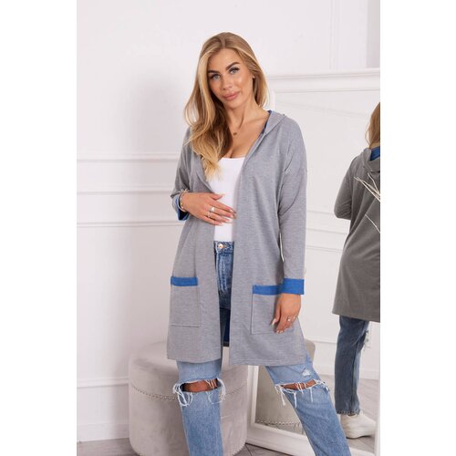 Kesi Two-tone cape with hood purple-blue+gray Slike