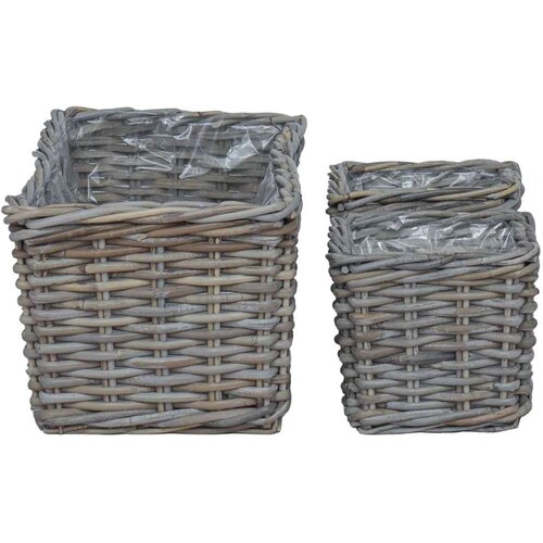  Saksija ko&amp;scaron;arica s pohranom 3 pcs Siva Kubu Ratan - Siva Slike