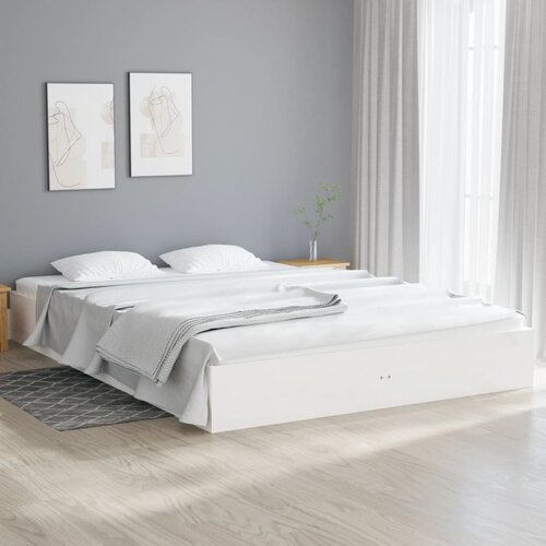 The Living Store Posteljni okvir bel trden les 120x200 cm - Posteljni Okvir, (21524171) Slike