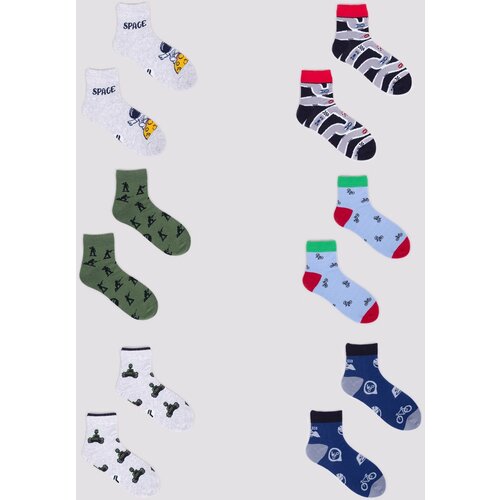 Yoclub Kids's Boys' Short Patterned Socks 6-Pack SKA-0024C-AA00-002 Slike