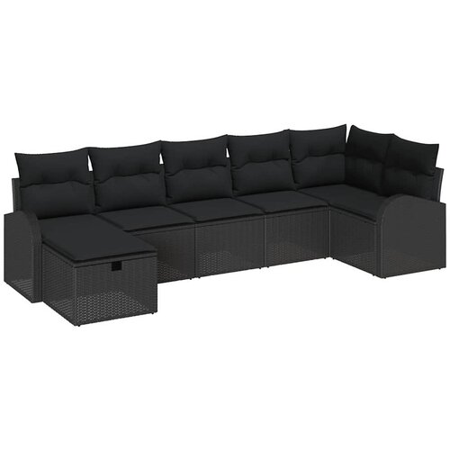  Set sofe 7 kom. Crna poliratan 289 x 124 x 85 cm Slike