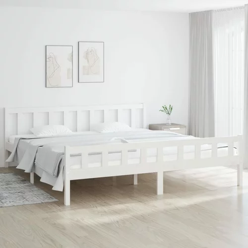 Okvir kreveta od masivnog drva bijeli 180 x 200 cm 6FT bračni