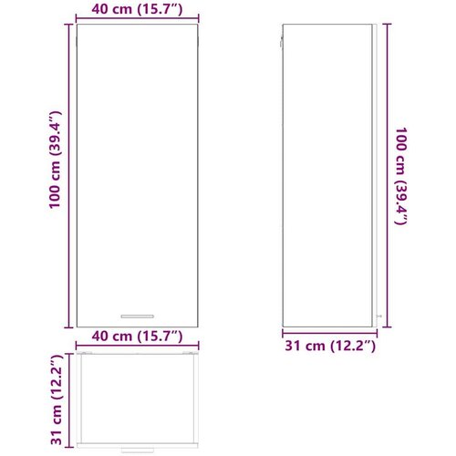 VidaXL viseći ormarić s policom riga umjetnički hrast 40 x 31 x 100 cm Slike
