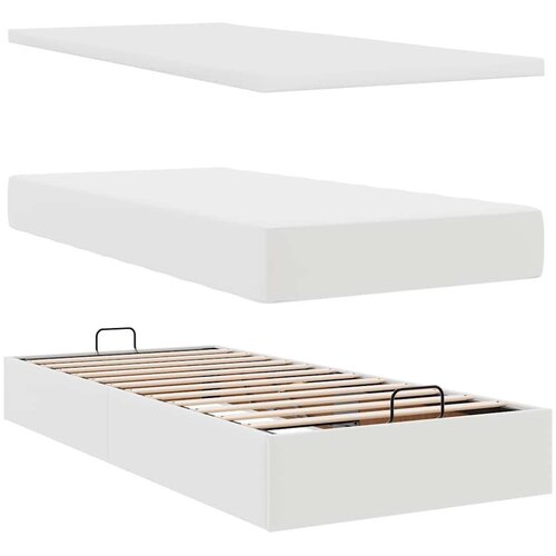 VidaXL okvir kreveta s madracima bijela 200x200 cm umjetna koža Slike
