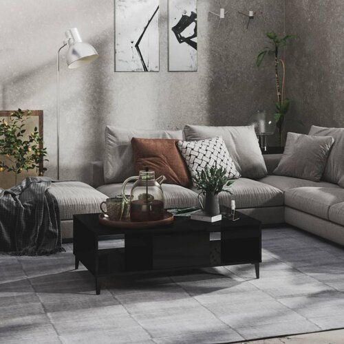 VidaXL Klubska mizica visok sijaj črna 103,5x60x35 cm iverna plo&amp;scaron;ča Slike