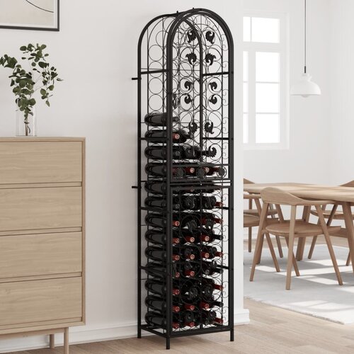 vidaXL stalak za vino za 73 boce crni 45 x 36 x 200 cm kovano željezo Cijene