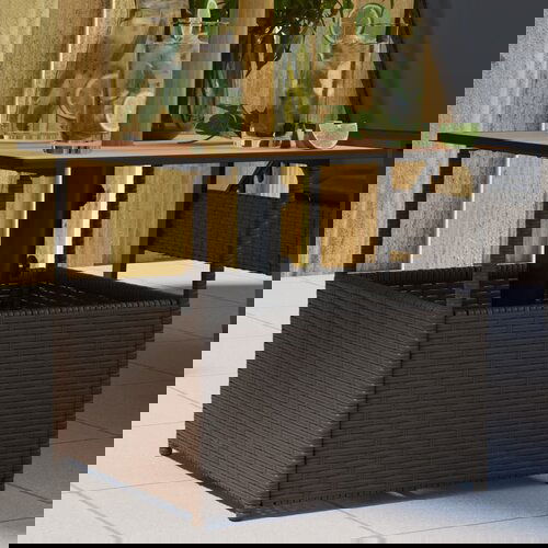 VidaXL Vrtni stol s rupom za suncobran smeđi 55x55x46,5 cm poliratan Slike