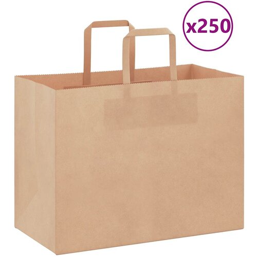 vidaXL Papirnate vrečke 250 kosov z ročaji rjave barve 32x17x25 cm Cene