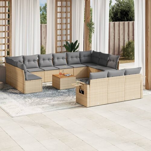 vidaXL 14-dijelni set vrtnih sofa s jastucima poliratan Bež Cijene