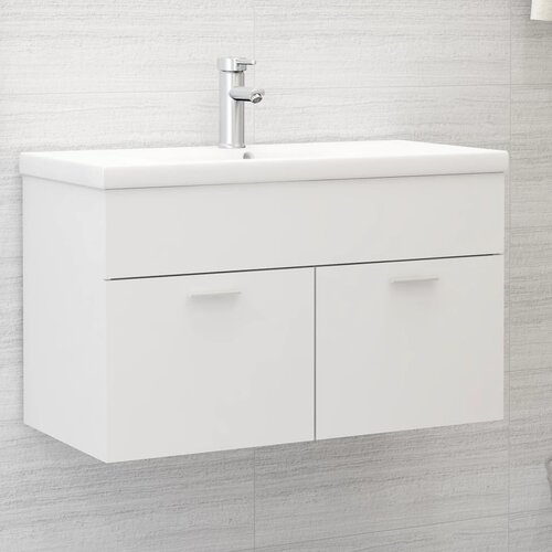 VidaXL Omarica za umivalnik bela 80x38,5x46 cm iverna pl. Slike