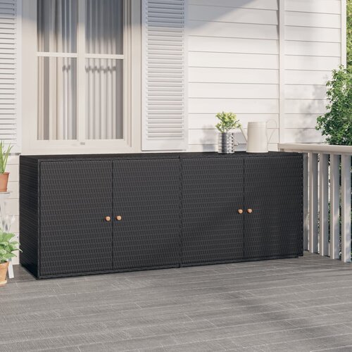 vidaXL Vrtna omara za shranjevanje črna 198x55,5x80 cm poli ratan Cene