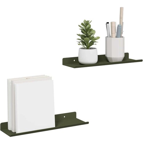  Polica na zidu Zidne 2 pcs Maslinasto zelena 30 x 9 x 2 5 cm - Maslinovo zelena 30 x 9 cm 2 Slike