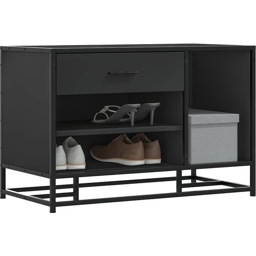 VidaXL Klupa za cipele crna 80x40x53,5 cm od drveta i metala Slike