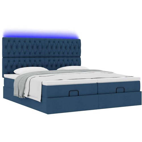 VidaXL otomanski okvir kreveta s madracima plavi 180x200cm od tkanine Slike