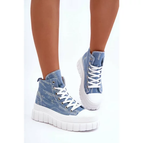 Kesi Women's high material sneakers blue Degas