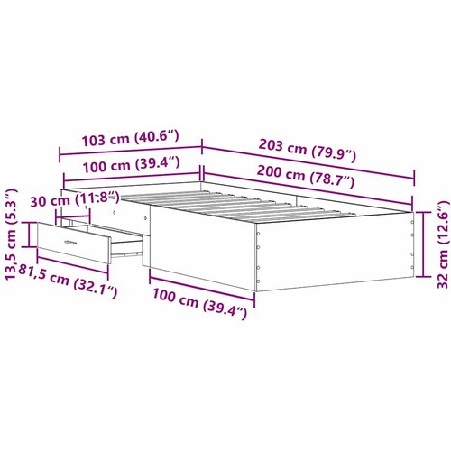  Krevetna konstrukcija Crni hrast 100 x 200 cm Konstruirano drvo Slike