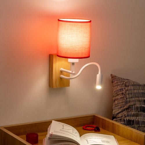  Brilagi - LED zidna lampa NUBILA WOOD 1xE27/25W/230V + LED/3W hrast/crvena Slike