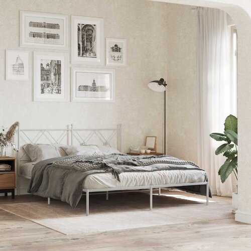  Metalni okvir za krevet s uzglavljem bijeli 150x200 cm Cijene