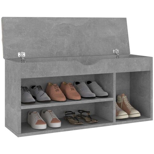 VidaXL klupa za cipele s jastukom boja betona 104 x 30 x 49 cm iverica Slike