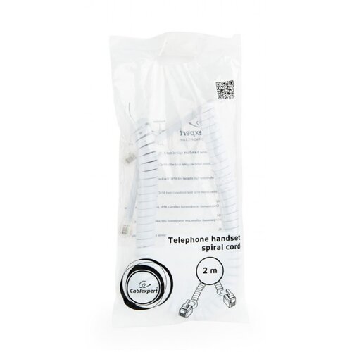 Gembird spiralni kabl za slusalicu 2m sa konektorima RJ-10, TC4P4CS-2M-W, white, GEMBIRD Cijene