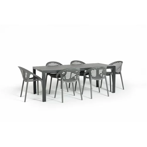 Bonami Selection Vrtni blagovaonski set za 6 osoba sa sivim stolicama Joanna i stolom Viking, 90 x 205 cm