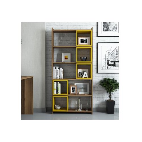 Hanah home box - walnut, yellow walnutyellow bookshelf polica za knjige Slike