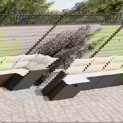 vidaXL 7-dijelni set vrtnih sofa od poliratana s jastucima crni Cijene