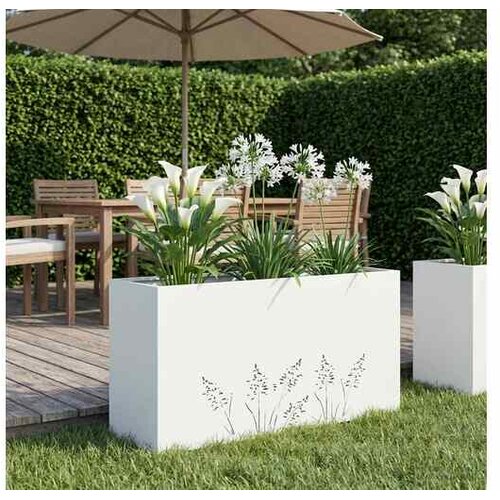 vidaXL Vrtna saksija Bijela 100 x 20 x 49 cm Čelična vrata - Bijela 100 x 20 x 49 cm 1 Cijene