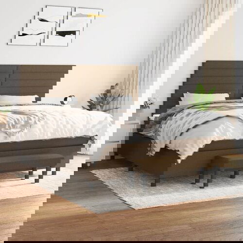  The Living Store Box spring postelja z vzmetnico temno rjava 160x200 cm blago - Box Spring Postelja, (21519632) Cene