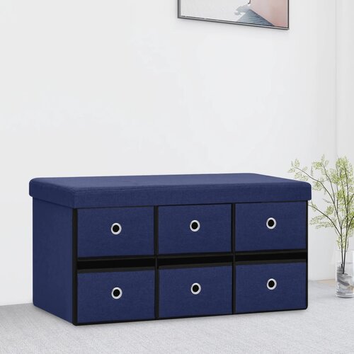  Sklopiva klupa za pohranu plava 76x38x38 cm od umjetnog platna Slike