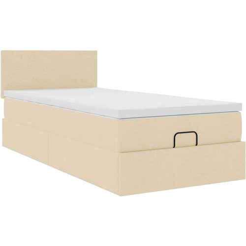 VidaXL otomanski okvir kreveta s madraca krem 80x200cm od tkanine Slike