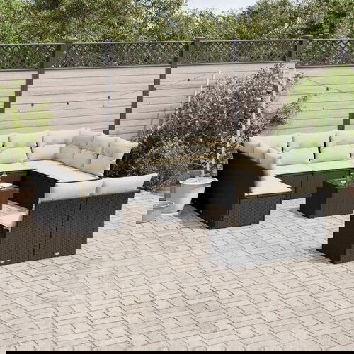 VidaXL 12-dijelni set vrtnih sofa od poliratana s jastucima crni Slike