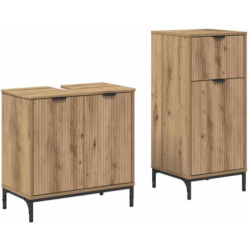vidaXL Set namještaja za kupaonicu s ladicama 2 pcs hrast artisan Cene