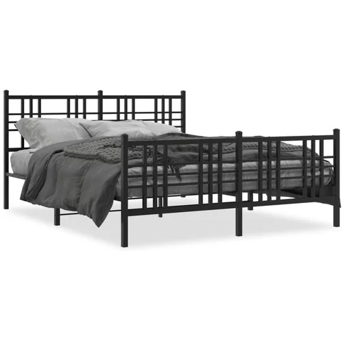Metalni okvir kreveta uzglavlje i podnožje crni 160x200 cm