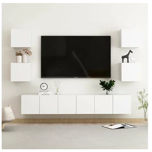  Komplet TV omaric 7-delni bela iverna plošča