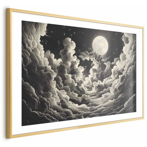  Plakat Moon and Stars Singing Among the Great Clouds 90x60 Zlatni okvir s margom Cene