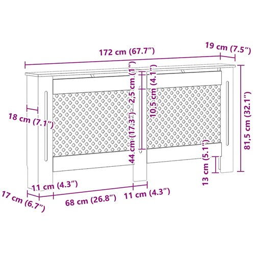  Pokrov za radijator 172 x 19 x 81,5 cm MDF Slike