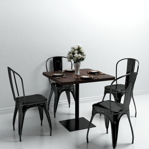 vidaXL Bistro miza iz mediapana in jekla 80x80x75 cm temna jesenovina Cene