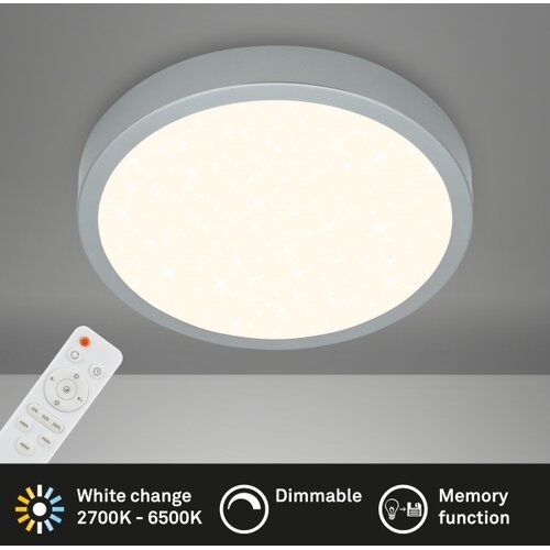 BRILONER 3704-014-LED prigu&amp;scaron;iva stropna svetiljka runa LED/22W/230V srebrna + daljinski upravljač Slike